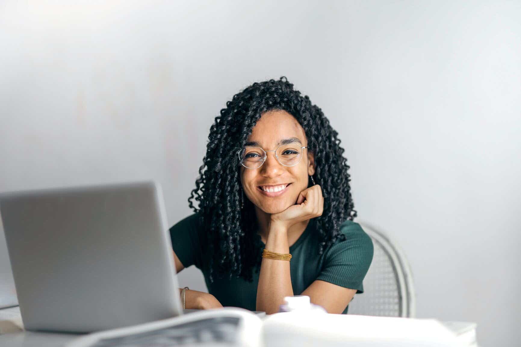 girl at a laptop